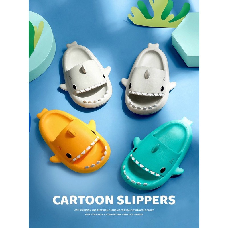 Dép Sandal Đế Dày 4cm Siêu Nhẹ Chống Trượt Hình Cá Mập Hoạt Hình Vui Nhộn Thời Trang Cho Bé Gái