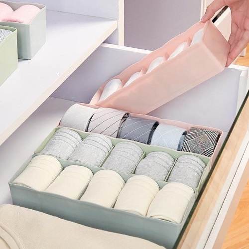 Bộ 3 Hộp Chia Ngăn Đựng Quần Áo Đồ Lót Tất Vớ Gấp Gọn Khung Cứng Giữ Form Tiện Lợi
