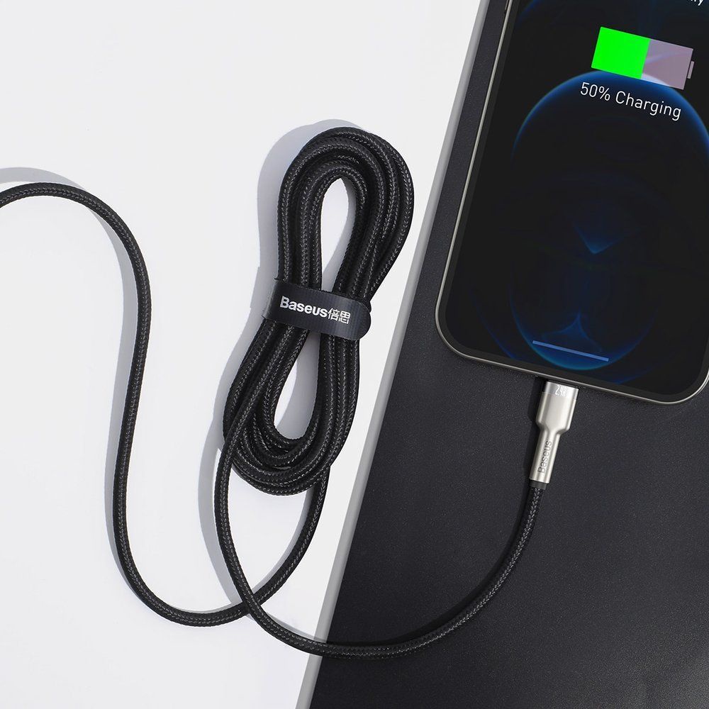 Cáp sạc nhanh IP Baseus dây dù đầu metal siêu bền dùng cho IP 14 13 12 11 XS Max . X Xr