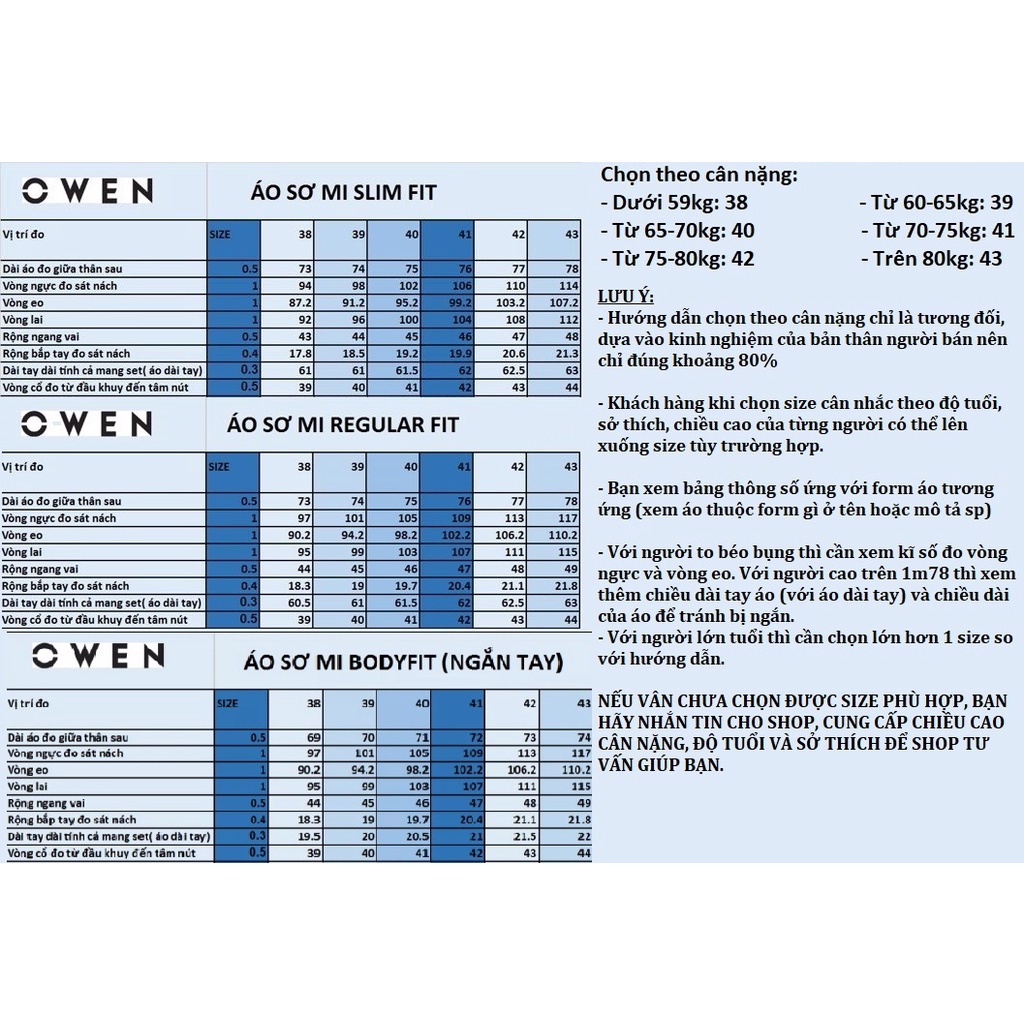 Áo sơ mi Owen dài tay kẻ caro có size lớn 220950 - 100% CHÍNH HÃNG