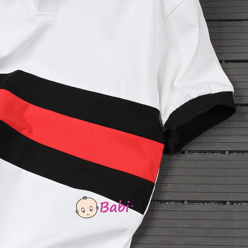 Áo thun cổ trụ phối màu sành điệu cho bé trai, Áo Babi cổ bẻ thun cotton cao cấp thời trang Hàn Quốc size đại 10kg-55kg
