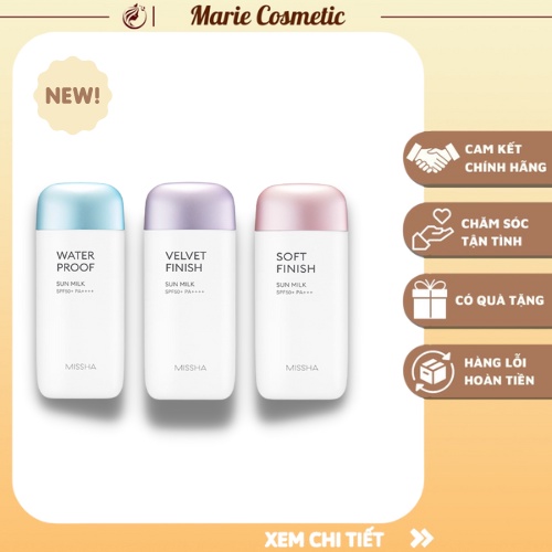 Kem chống nắng Missha soft finish velvet finish water proof essence sun milk