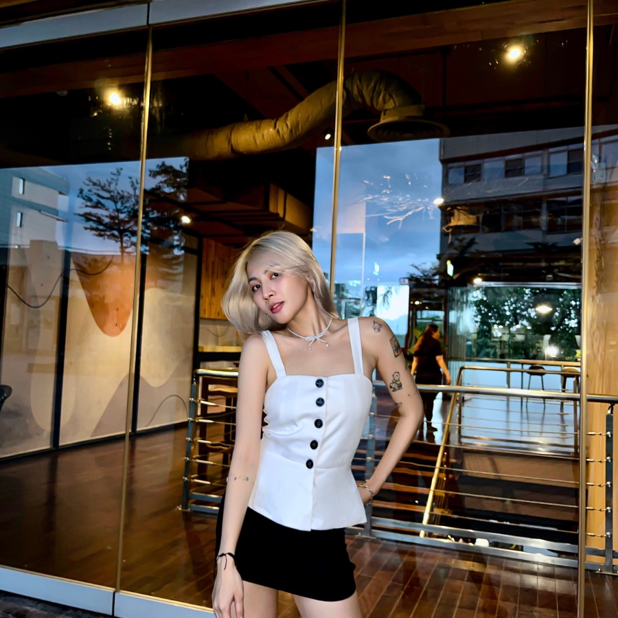 THANH LÝ TOÀN BỘ Emi Top- Áo Cup Kiểu 2 Dây Dáng Xoè Chất Chéo Hàn