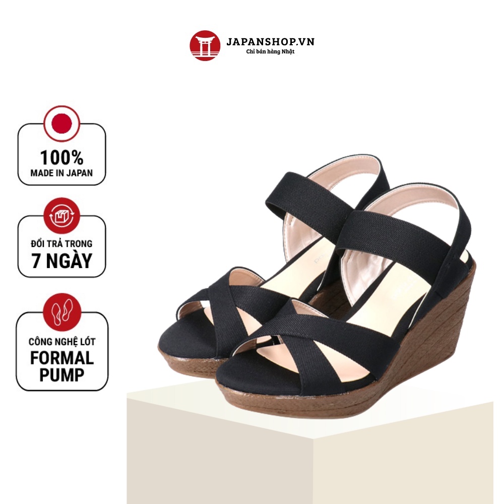 Dép sandal nữ quai chéo đế xuồng KOSU 92966 dáng sang, siêu nhẹ, cao gót 8cm made in Japan