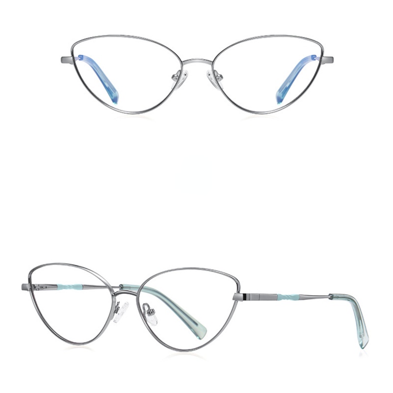 Kính Mát Mắt Mèo Gọng Kim Loại Nhỏ Chống Ánh Sáng Xanh Thời Trang Phương Tây Cho Nữ