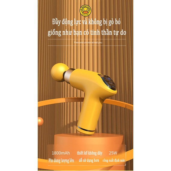 Súng massage G.DUCK, Súng Fascia mini, 4 đầu 12 chế độ rung, Máy mát xa cầm tay cao cấp - Giảm căng cơ và giảm mỏi vai