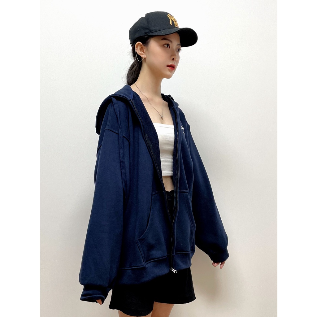 Áo khoác Hoodie zip Moment có nón vải chân cua cao cấp form rộng unisex nam nữ – Célia