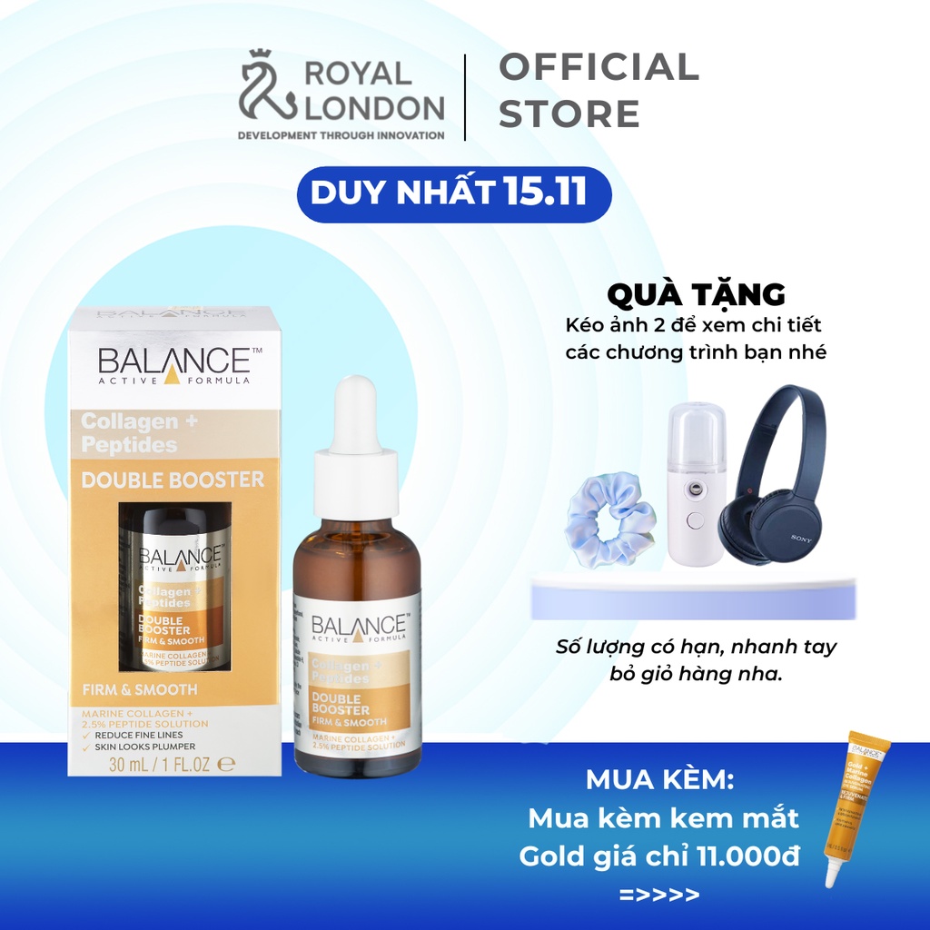 Tinh chất Balance Active Formula Collagen + Peptides Double Booster 30ml