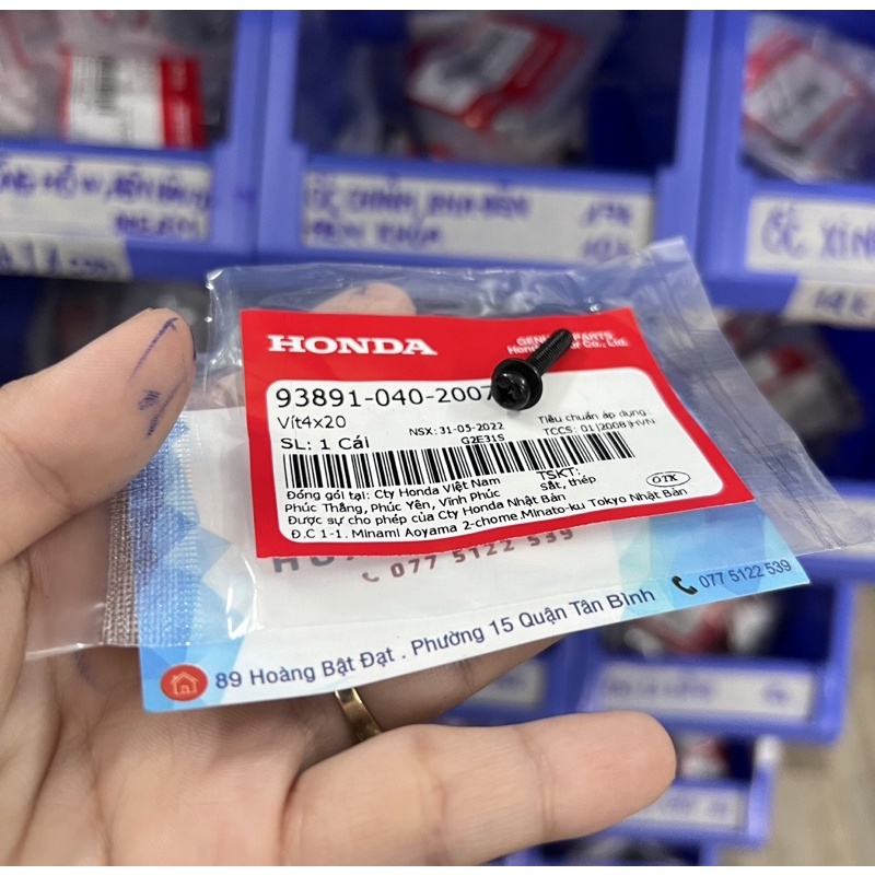 Vít 4x20 , ốc bắt đầu đèn , mặt nạ wave chính hãng honda