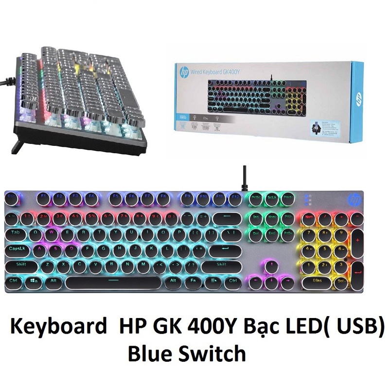 Bàn Phím Cơ HP GK 400Y Led USB Blueswitch - Bàn Phím Dành Cho Các Game Thủ - Bảo Hành Chính Hãng 12 Tháng.