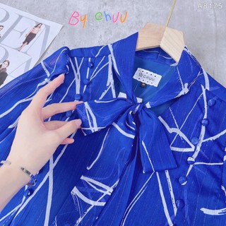 Áo sơ mi công sở nữ kiểu cổ thắt nơ nút bọc CHUU A9001.8175