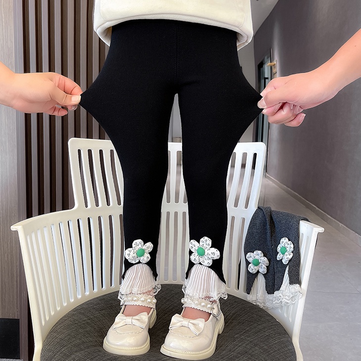 Quần legging IQ ANGEL họa tiết hoa phong cách phương tây phong cách thời trang cho bé gái
