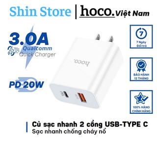 Củ sạc nhanh hoco c97, cốc sạc nhanh pd 20w cổng usb và type c qc3.0, chống cháy nổ -shinstore