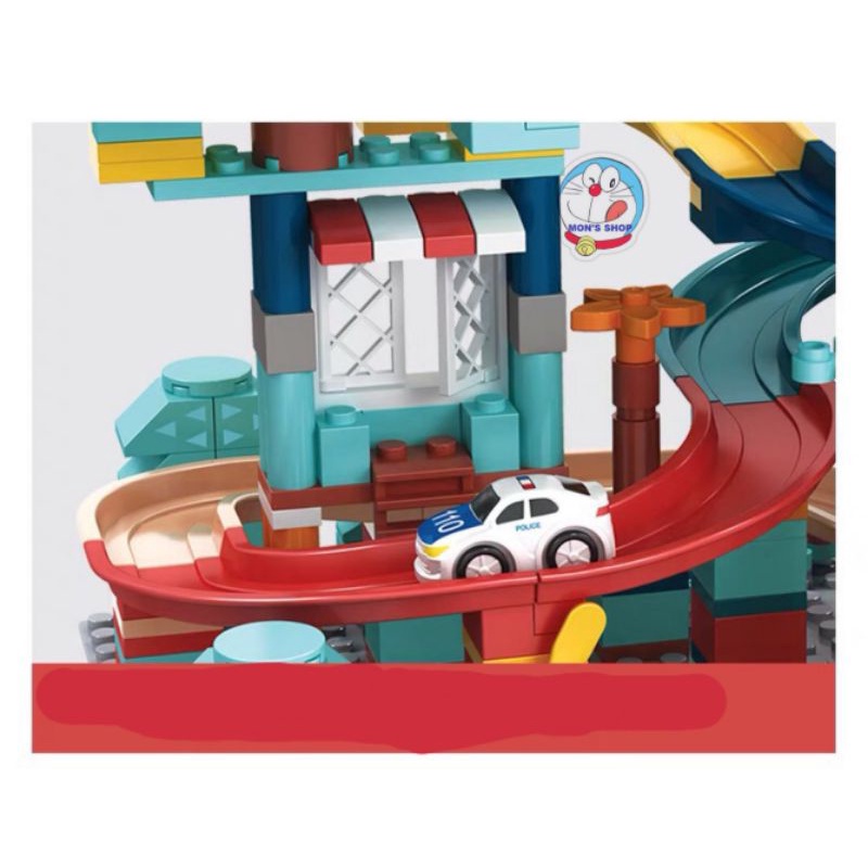 Đồ chơi lắp ghép mô hình lâu đài kết hợp đường ray ô tô gồm 512 pcs, kí hiệu J8032