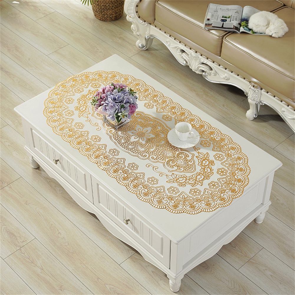 Khăn Trải Bàn Bằng Vải Lanh Cotton Phối Ren Chống Bụi Chống Trượt Mềm Mại