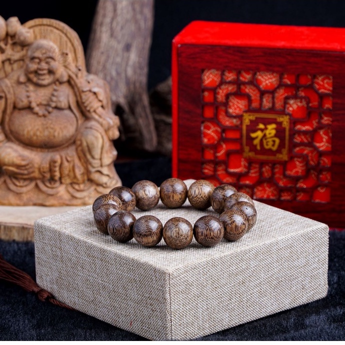Vòng Tay Trầm Hương Hạt Tròn Đơn - Trầm Hương Tốc Tự Nhiên - Vòng Tay Phong Thủy - Size Nam Nữ - Natural Agarwood