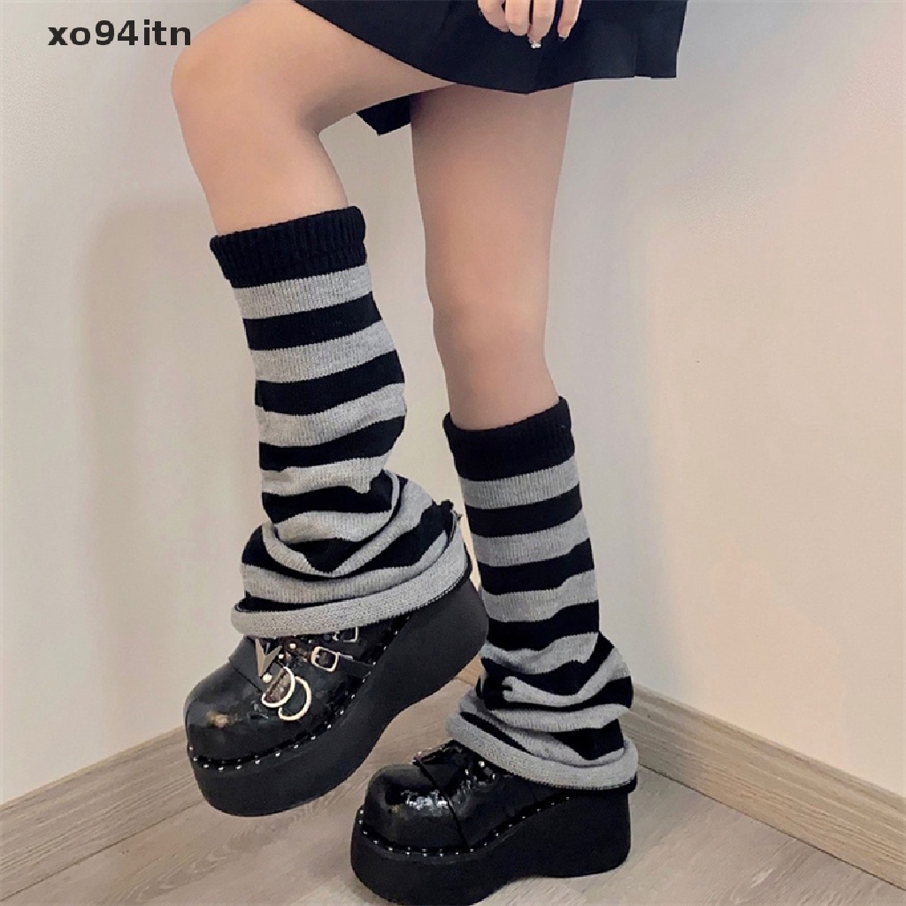 Tất Dệt Kim Giữ Ấm Chân Màu Đen Phong Cách Gothic Lolita Goth Gyaru Y2k