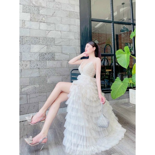 ĐẦM MAXI TẦNG XẺ ĐÙI
