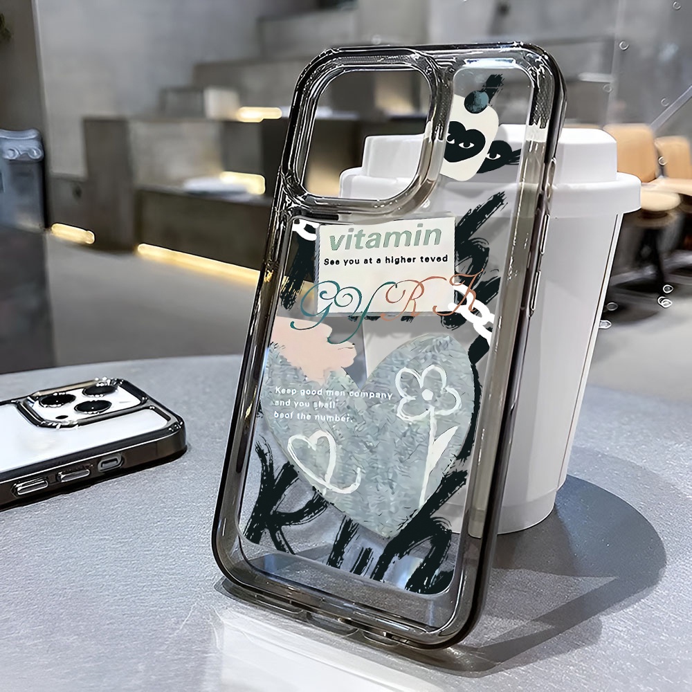 Ốp Điện Thoại Trong Suốt Họa Tiết Trái Tim Cho iphone 14ProMax 13 11 12 7Plus X XR XS Max