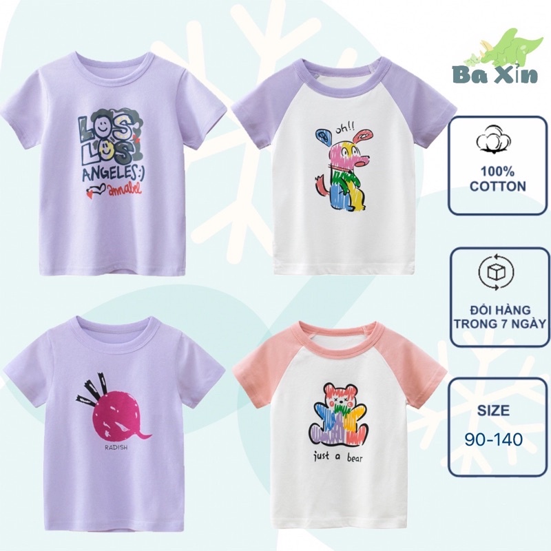 (10-35KG) BST XUÂN HÈ ÁO THUN NGẮN TAY COTTON XUẤT ÂU MỸ SIZE ĐẠI CHO BÉ GÁI TỪ 2 ĐẾN 8 TUỔI |27KIDS 27HOME
