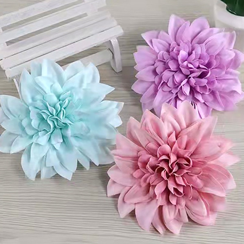 Đầu Bông Hoa Thược Dược, Cúc Pha Lê- hoa lụa giả trang trí