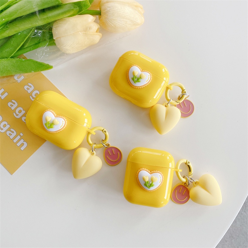 Vỏ Bảo Vệ Hộp Sạc Tai Nghe AirPods Pro2 Pro AirPods 1 / 2 AirPods 3 Bằng tpu Hình Hoa Tulip Vàng Dễ Thương