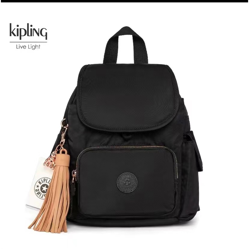 KIPLING Ba Lô Đi Học Siêu Nhẹ Chống Thấm Nước Phối Núm Tua Thời Trang Mới 2022 Cho Nữ
