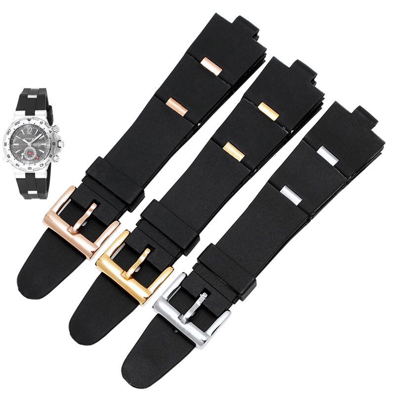 Phù Hợp Dây Đeo Silicon Màu Đen 22mm 24mm Cho Đồng Hồ Thông Minh Bvlgari Dày 8mm