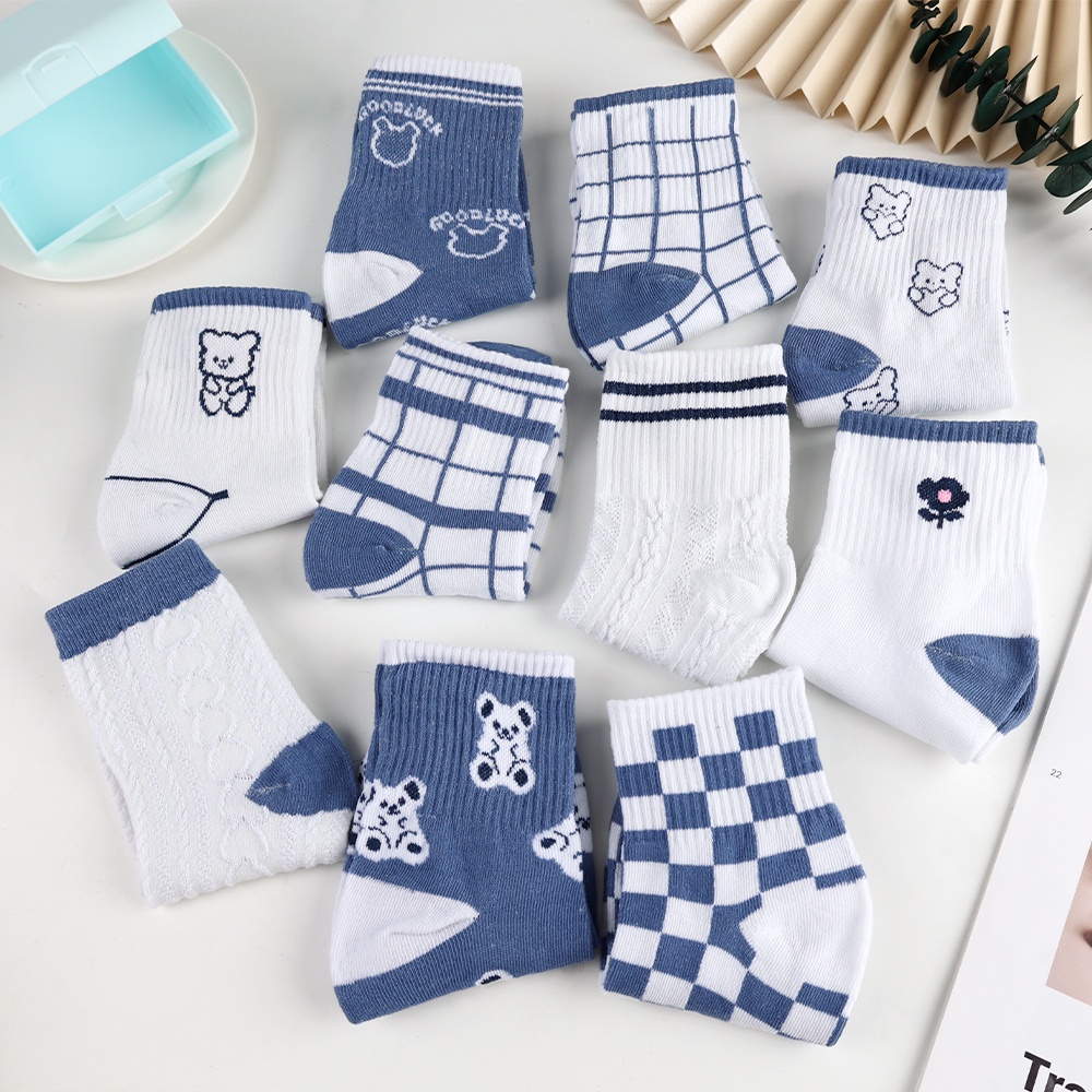 Đôi Vớ Thể Thao Mềm Thoáng Khí Thoải Mái Họa Tiết Kẻ Sọc Phong Cách Harajuku Nhật Bản Cho Nữ