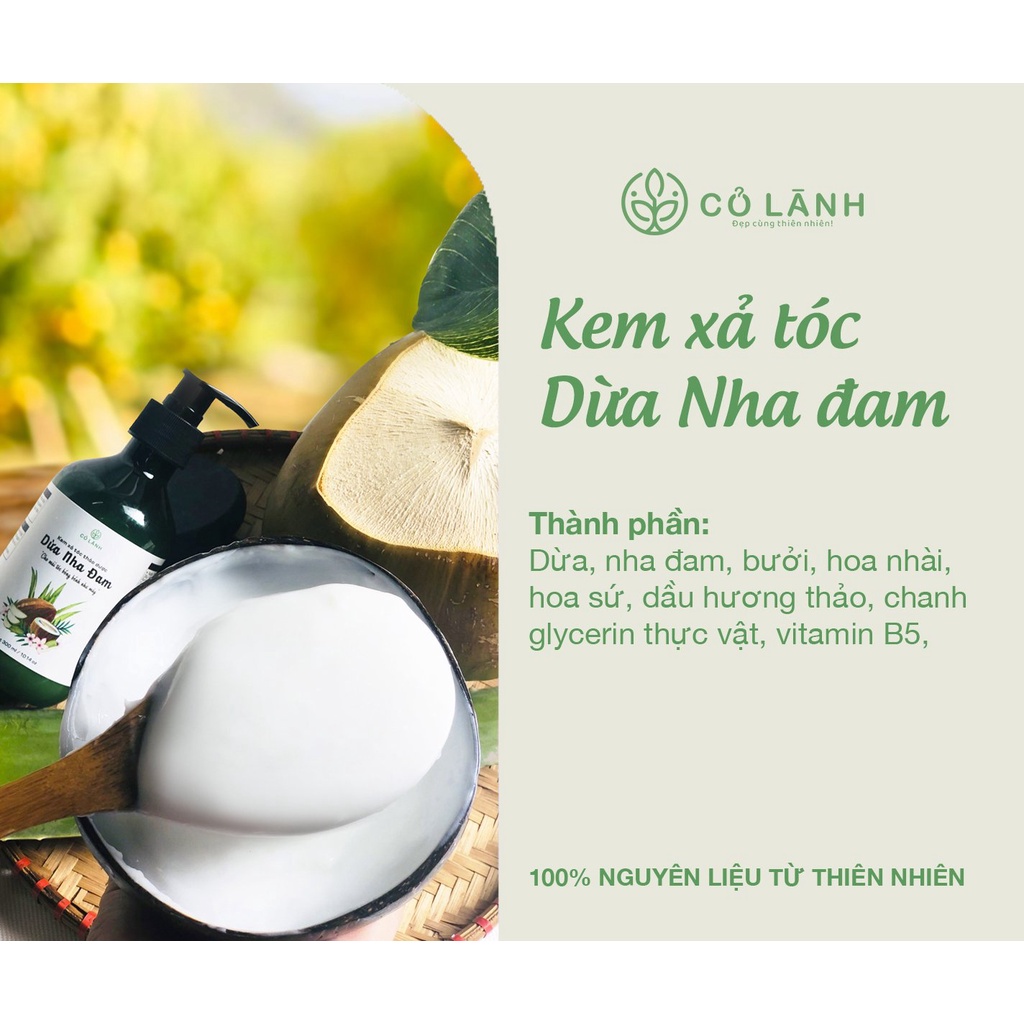 Kem xả tóc dừa nha đam thảo dược - Dưỡng ẩm, dưỡng tóc khoẻ không khô xơ, hỗ trợ giảm rụng tóc hiệu quả