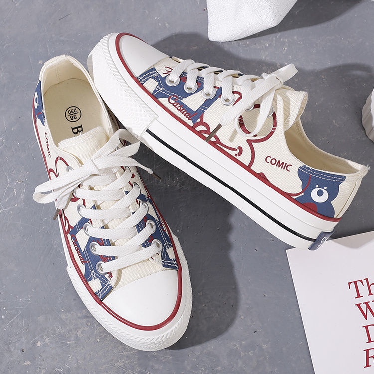 Giày vans Đế Mềm Thời Trang❏Giày Thể Thao Canvas Cổ Thấp Họa Tiết Graffiti Thời Trang Xuân Hè 2021 Dành Cho Nam