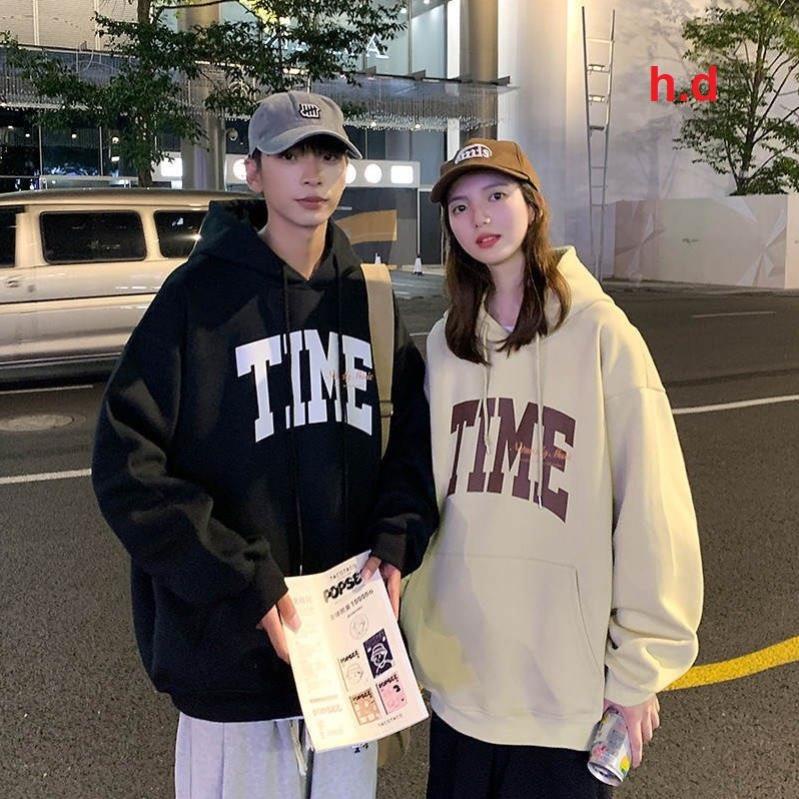 Áo hoodie TIME MŨ 2 LỚP Chất liệu nỉ bôngform thụng nam nữ kiểu dáng unisexcó túi bụng và dây rút mũ mùa đông
