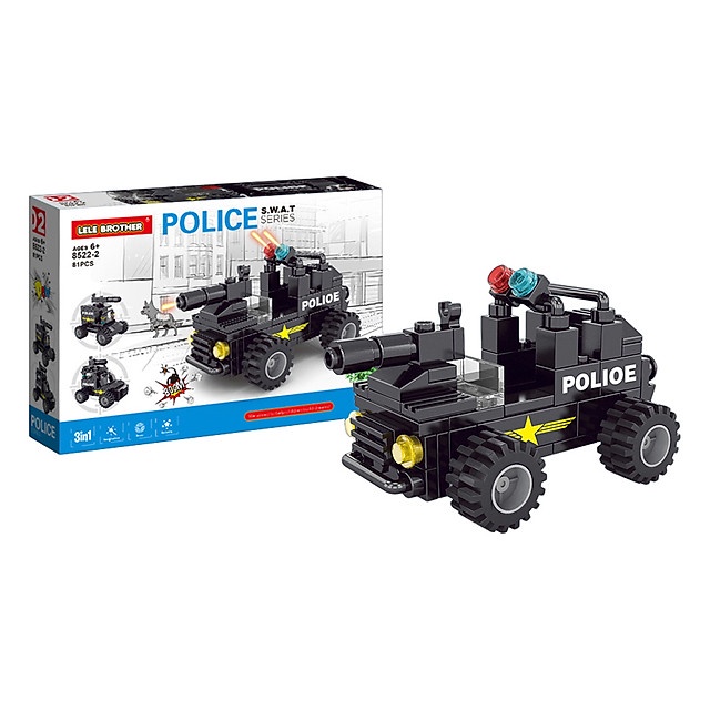 Bộ Lắp Ráp Biệt Đội S.W.A.T Xe Truy Kích Lele Brother Police 8522-2 (81 Chi Tiết) - Bao bì không đẹp