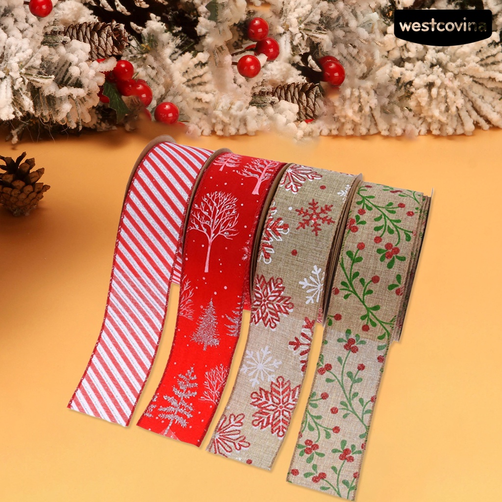 [Hot]☃Cuộn Dây Ruy Băng Dày 5cm In Họa Tiết Giáng Sinh Chống Rách Dùng Làm Quà Tặng DIY