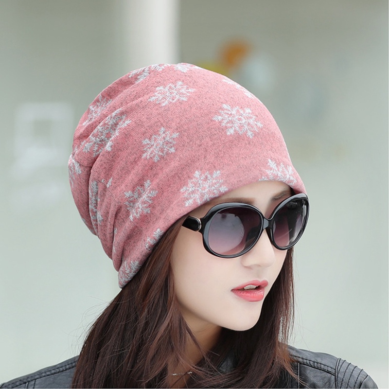 Mũ Beanie Họa Tiết Bông Tuyết Phong Cách Hip Hop Thời Trang Mùa Đông Cho Nữ WY1