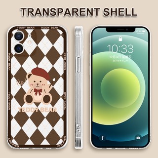 Ốp Điện Thoại Vuông Nhỏ Trong Suốt In Hình Gấu Nâu Đáng Yêu Thời Trang Cho iPhone 11 Pro Max 6 6S 7 8 Plus X XR XS Max #T026