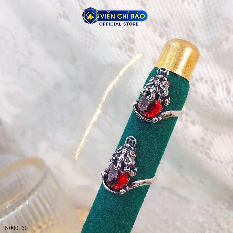 Nhẫn bạc nữ tỳ hưu kim tiền đá đỏ mới chất liệu bạc 925 thời trang phụ kiện trang sức Viễn Chí Bảo N000130