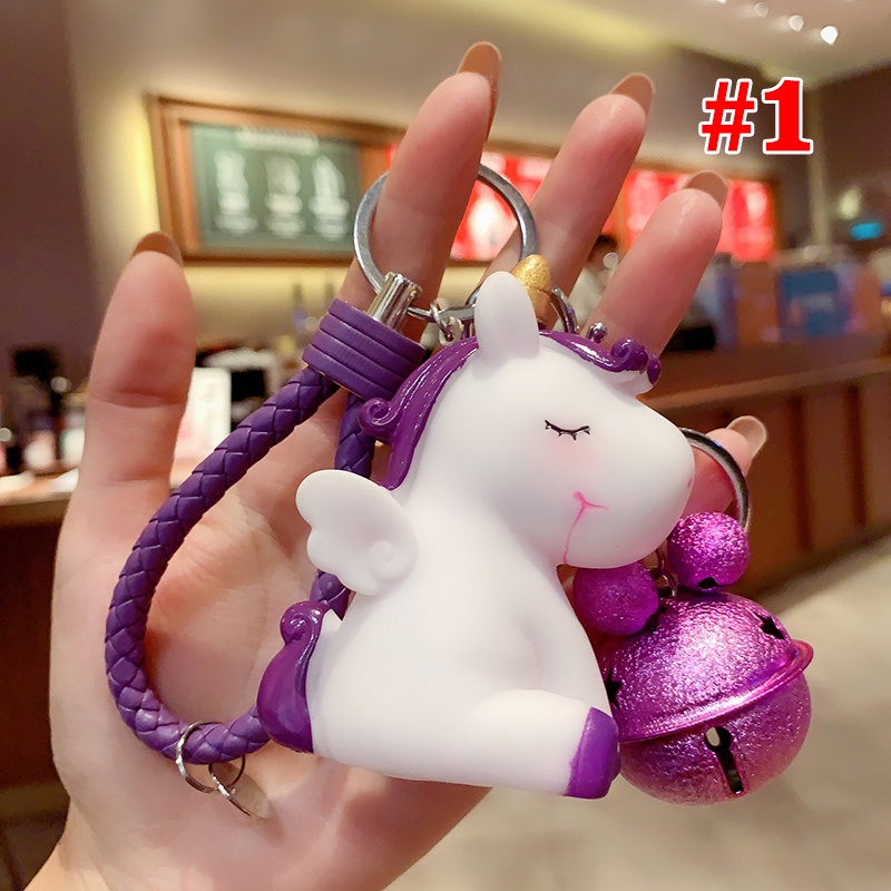 Móc khóa treo balo Kỳ lân Unicorn lady CUTE có Chuông