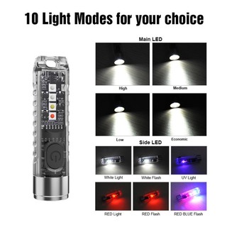 Móc khóa đèn led uv mini đa năng có thể sạc lại bằng cổng usb