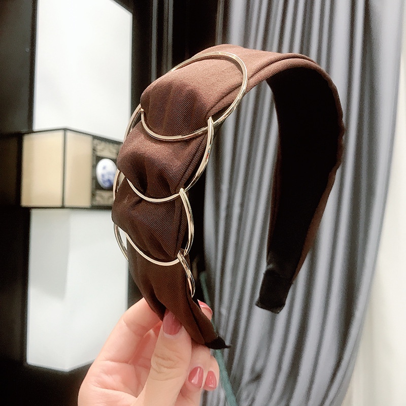 Băng Đô Rửa Mặt Bằng Vải Bản Rộng Ghép Nối Vòng Tròn Màu Vàng Cao Cấp Nhiều Màu Sắc Cho Nữ