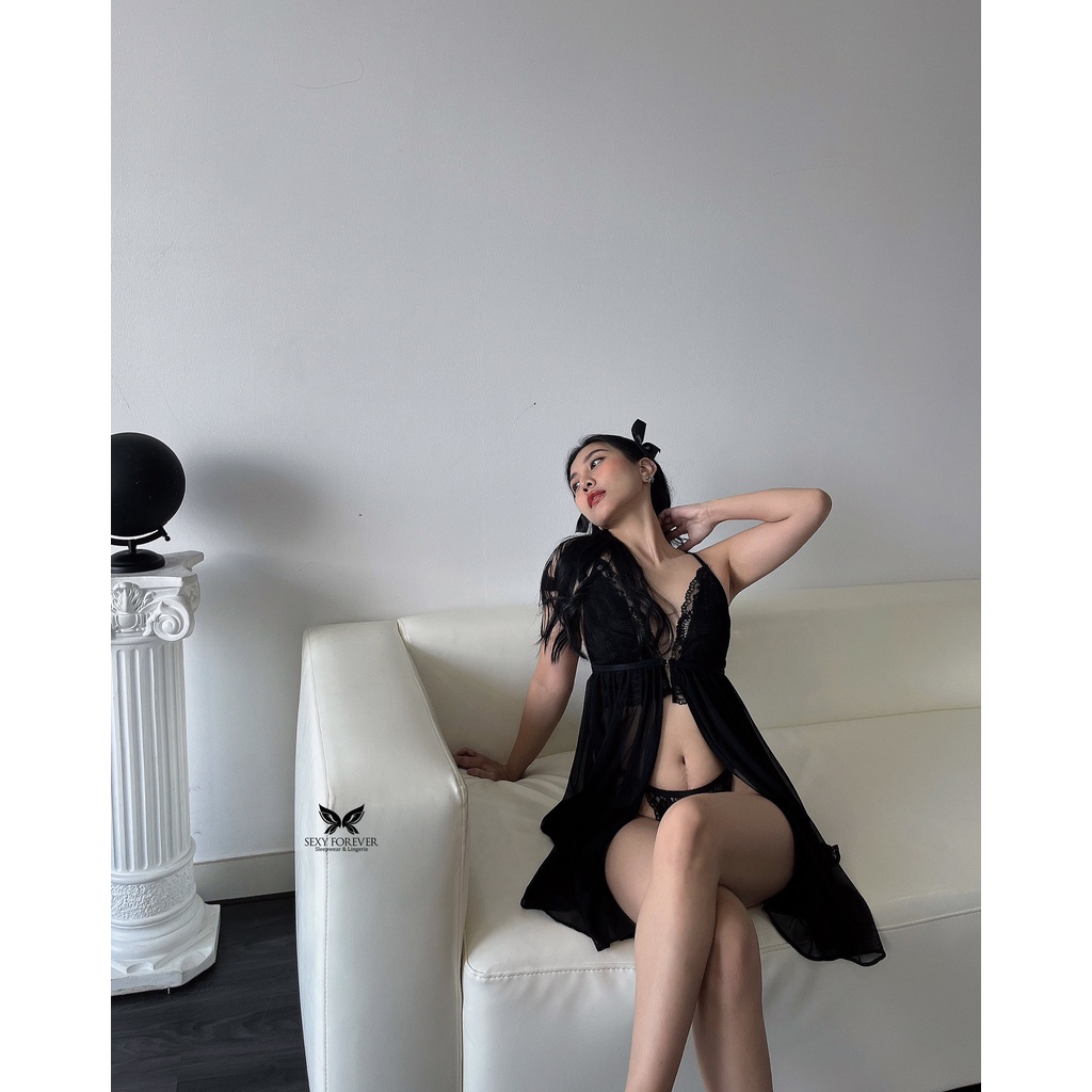 Sexy Forever Váy Ngủ lưới phối ren sexy Charm