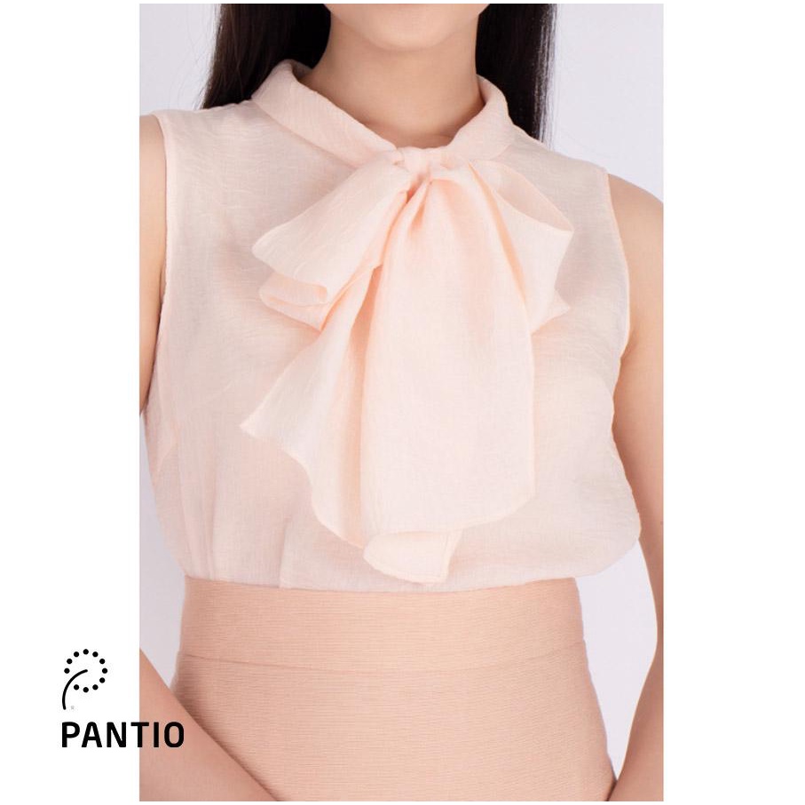 FAS13187 - Áo sơ mi công sở vải chiffon cổ tròn gập buộc nơ trang trí - PANTIO