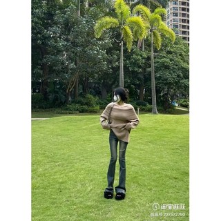Áo len trễ vãi màu nâu(Hàng order  12-14 ngày)