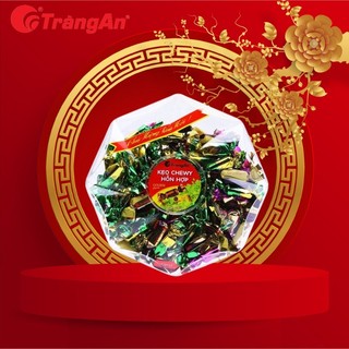 Kẹo Chewy Tràng An, hỗn hợp cốm và cafe sữa, hộp tròn hoa 300g