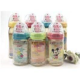 (Tặng kèm 1 núm ti) Bình sữa Pigeon cổ rộng PPSU - hàng nội địa Nhật dung tích 160ml và 240ml