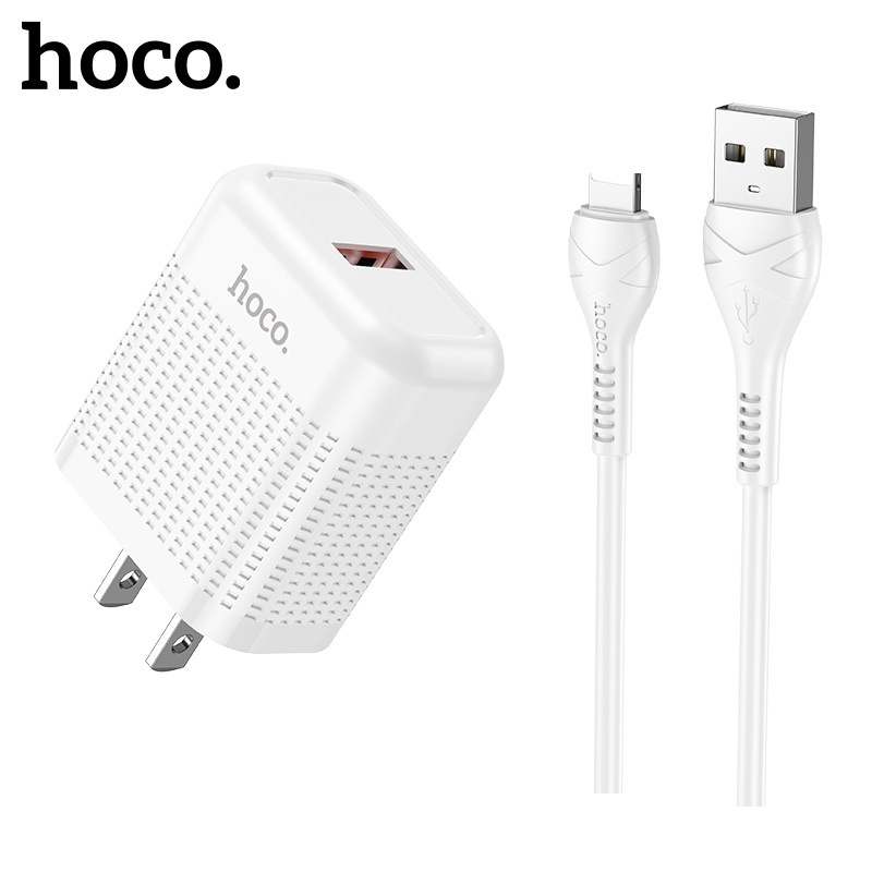 Bộ sạc 22.5W Hoco DC42 1 cổng USB hỗ trợ sạc VOOC kèm dây sạc dài 1M cho 11/12/13