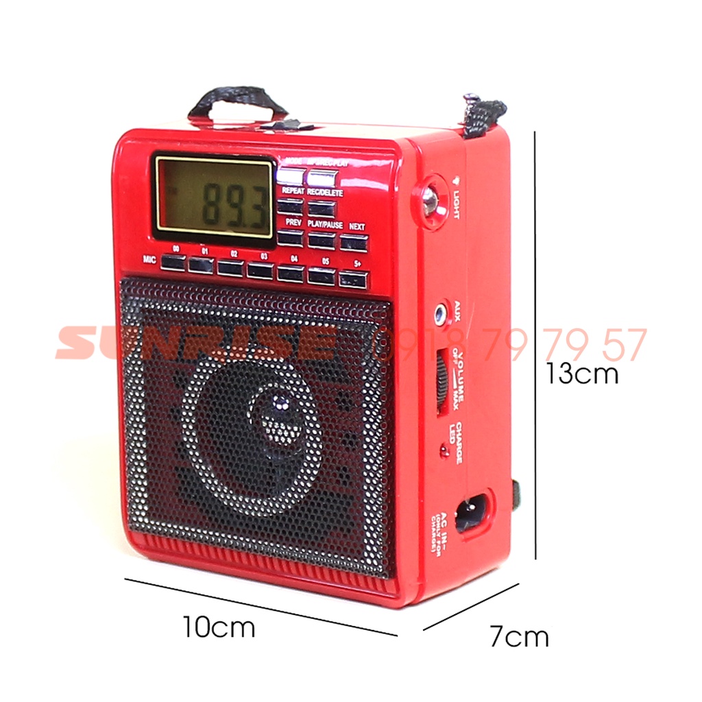 Máy nghe đài FM MH-88UR tích hợp đèn Led, Loa radio nghe nhạc MP3, Thẻ nhớ, USB - SUNRISE