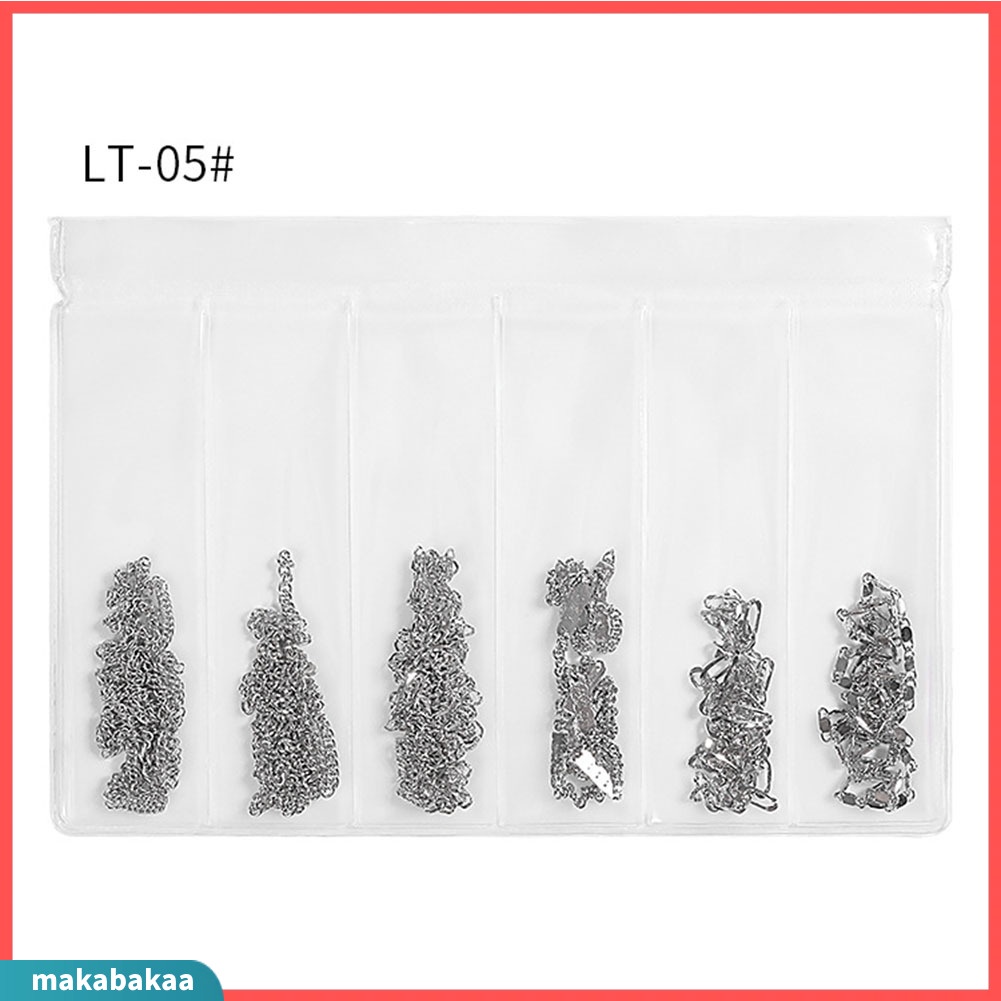 Chuỗi xích hợp kim 3D trang trí móng tay nghệ thuật tự làm nhiều kích thước và màu sắc