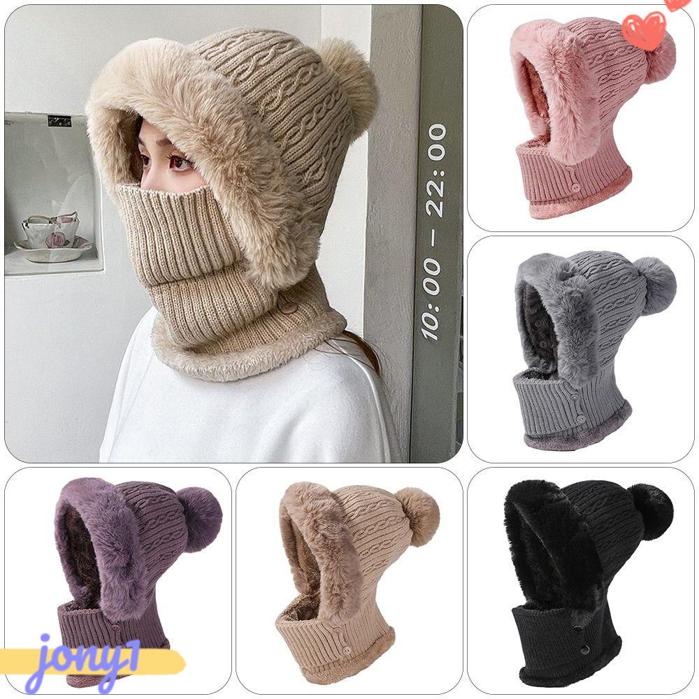 Mũ Len Trùm Tai Màu Trơn Bảo Vệ Mặt Tiện Dụng Ốp