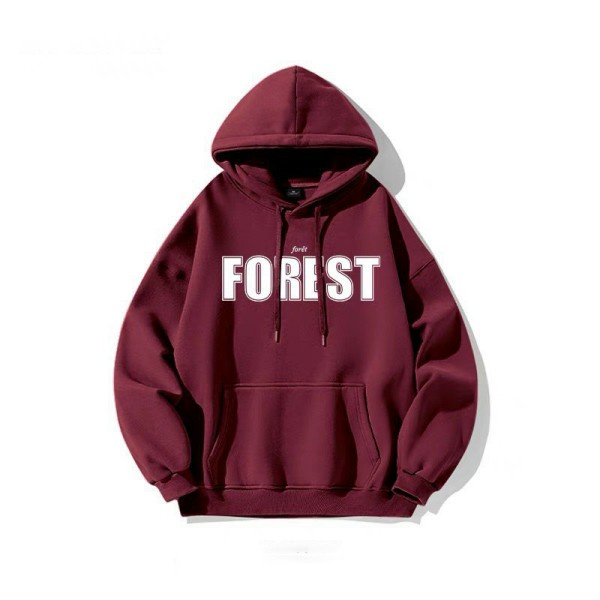 Áo hoodie FOREST MŨ 2 LỚP Chất liệu nỉ bôngform thụng nam nữ kiểu dáng unisexcó túi bụng và dây rút mũ mùa đông
